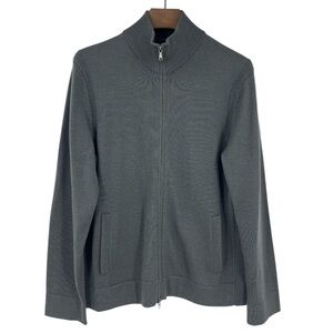 Banana Republic Sweater 100% Wool XL Full Zip Mock Neck Preppy Business Casual